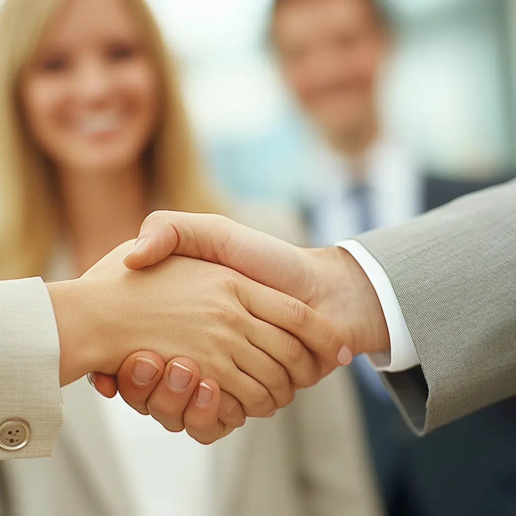 man and woman shaking hands